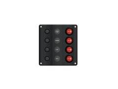 12-24 V Siyah Led Küçük Düğmeli 4 lü Sigorta Paneli - 1