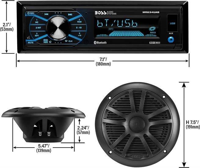 BOSS Audio Systems MCBK634B.6 USB, AUX Girişli Bluetoothlu Hoparlörlü Marin Teyp Seti - 2