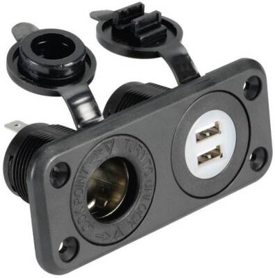 Çiftli USB Soketi Ve Çakmak Soketi - 1