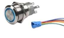 KROM BUTON LED ON-OFF 19 MM SOKETLİ - 1