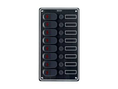 Marin / Karvan 12-24 V Siyah Alüminyum 8 li Led Göstergeli Su Geçirmez Sigorta Paneli - 1