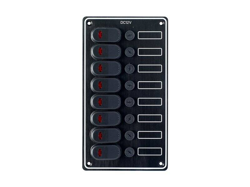 Marin / Karvan 12-24 V Siyah Alüminyum 8 li Led Göstergeli Su Geçirmez Sigorta Paneli - 1