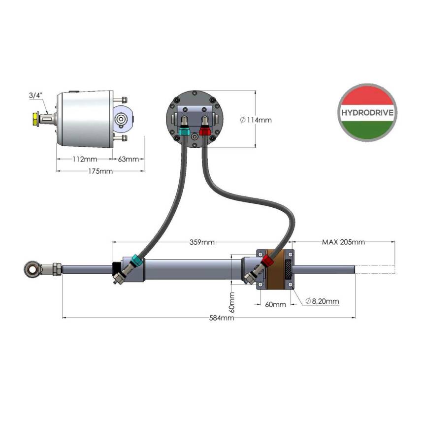 MU75-TF Hydro Drive Hidrolik Direksiyon Kiti (7-12 mt) Tekneler İçin - 4