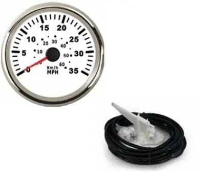 Sürat Göstergesi Beyaz 35mph 12/24v Ø85mm (Pitot Dahildir) - 1