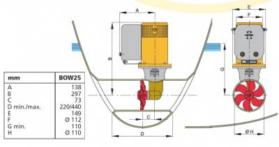 Vetus Baş Manevra Pervanesi 25kgf 12V - 2