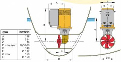 Vetus Baş Manevra Pervanesi 35kgf 12V - 2