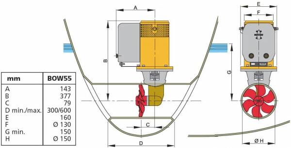 Vetus Baş Manevra Pervanesi 55 kgf 12V - 2