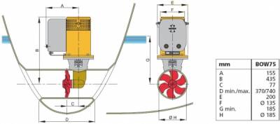 Vetus Baş Manevra Pervanesi 75 kgf 12V - 2