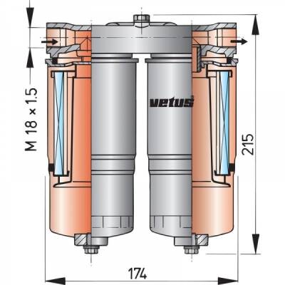 Vetus WS720 Su Ayırıcı/Yakıt Filtresi - 2